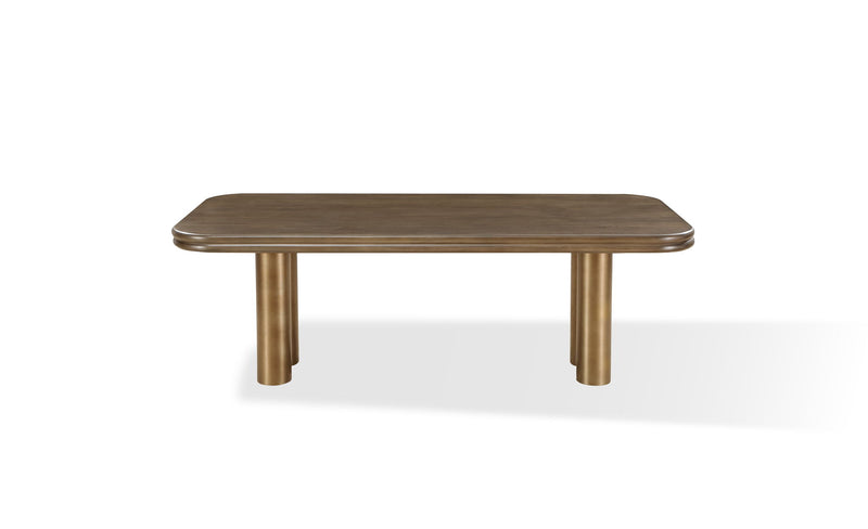 Mataranka Rectangular Dining Table in Bistre and Brushed Golden Stainless Steel - R&R Furniture Gallery (Fountain Valley, CA)