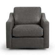 Classic Home Aspen swivel chair with upholstered seat and back, featuring a modern design and wooden base.