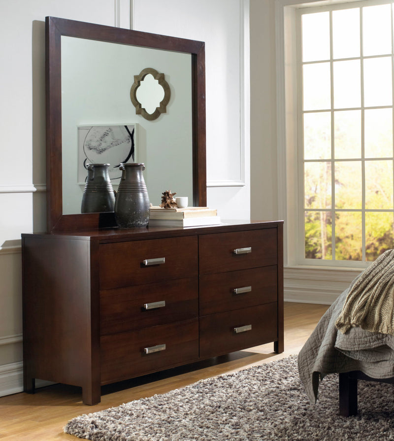 Modus Riva Mirror in chocolate brown, standalone decorative mirror with a sleek, modern frame, suitable for contemporary interior decor.