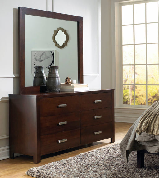 Modus Riva Mirror in chocolate brown, standalone decorative mirror with a sleek, modern frame, suitable for contemporary interior decor.