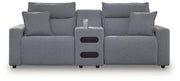 Signature Design by Ashley Modmax II reclining sectional in salt and pepper upholstery, featuring plush cushions and reclining seats.