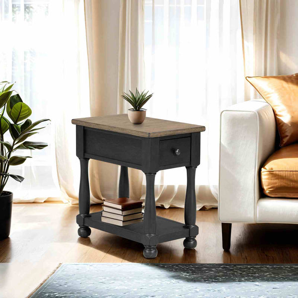 Chairside Table, Weathered Black/Brown - FM40009BK-T