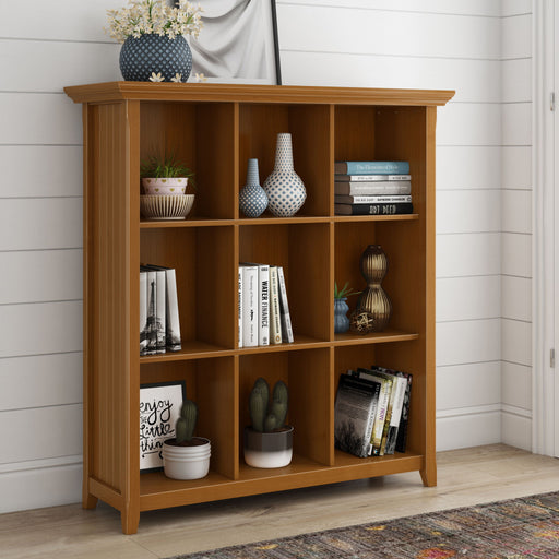 Simpli-Home Acadian handcrafted cube storage organizer with multiple compartments for versatile home organization.