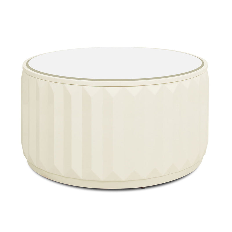 Facino - Round Storage Coffee Table - White Birch - R&R Furniture Gallery (Fountain Valley, CA)