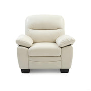 Glory Furniture Marta arm chair with plush cushioned seat and stylish wooden armrests, ideal for living room or office decor.
