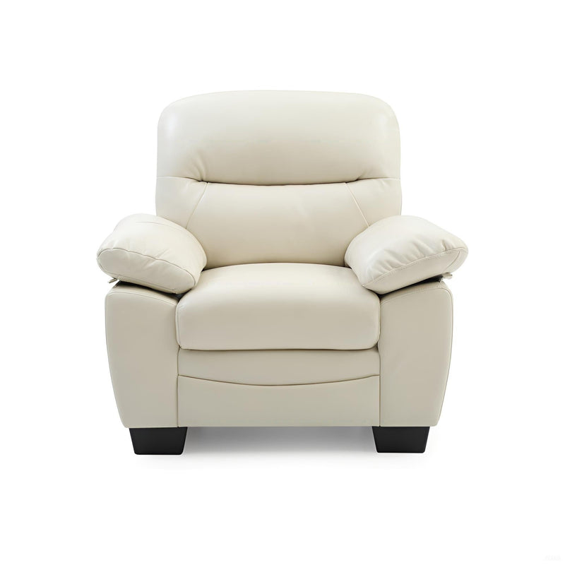 Glory Furniture Marta arm chair with plush cushioned seat and stylish wooden armrests, ideal for living room or office decor.