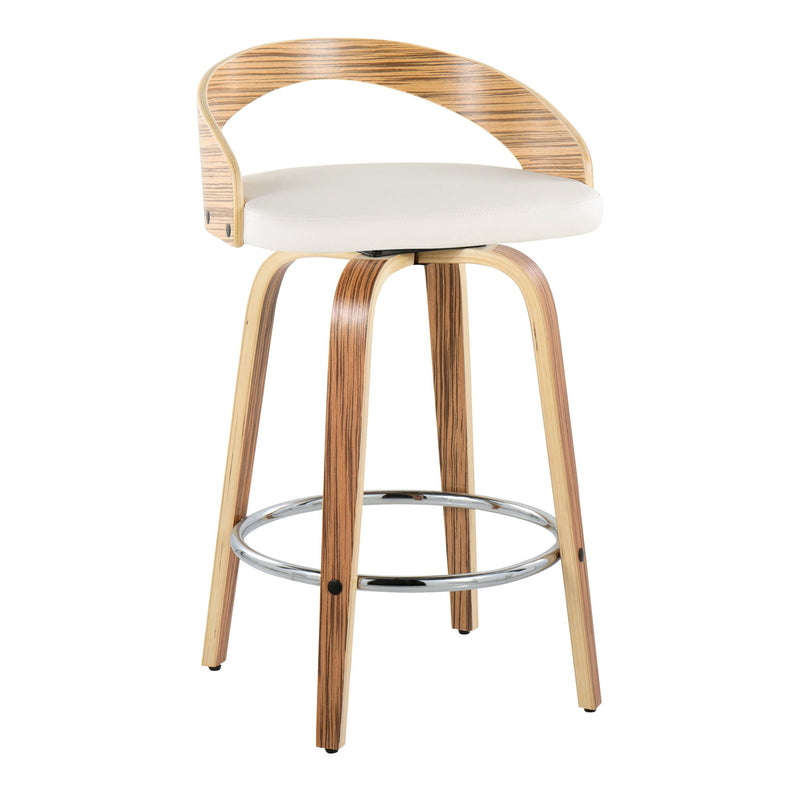 Grotto - Mid Century Modern Fixed Height Counter Stool With Swivel With Round Footrest (Set of 2) - R&R Furniture Gallery (Fountain Valley, CA)