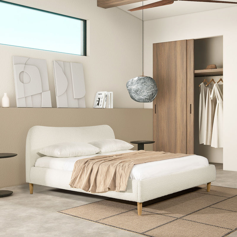 Roman - Curved Headboard Upholstered Platform Bed - R&R Furniture Gallery (Fountain Valley, CA)