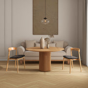 Raven - Stacking Sculpted Oak Dining Chair - Warm Natural Brown / Black - R&R Furniture Gallery (Fountain Valley, CA)