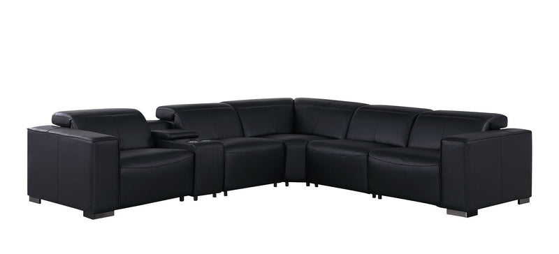 1208 - 6-Piece L-Shaped Leather Reclining Sectional With 3 Power Recliners