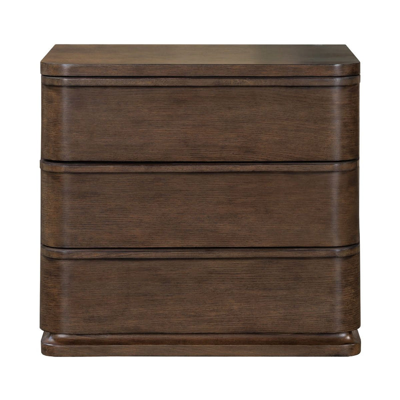 ACME Zoey brown oak accent nightstand with a sleek design and single drawer, perfect for bedroom storage and decor.