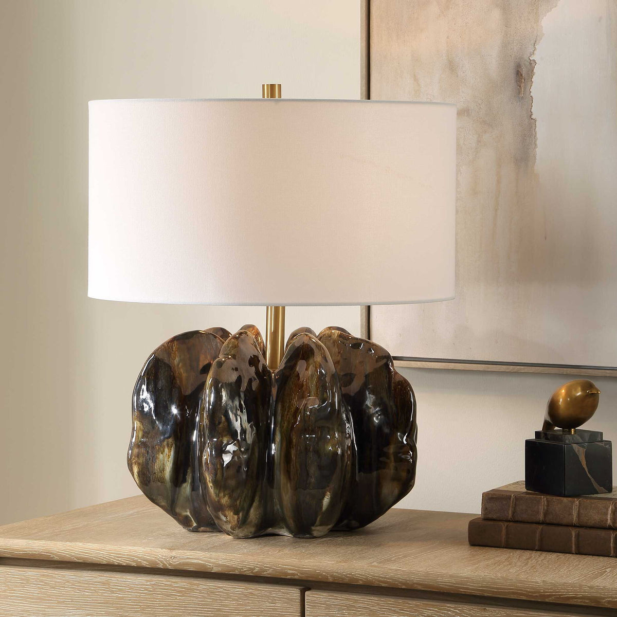 Jaudon - Glass Table Lamp - Brown
