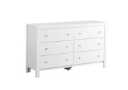 Elegant transitional dresser by Glory Furniture featuring sleek wood finish and modern design with multiple drawers.
