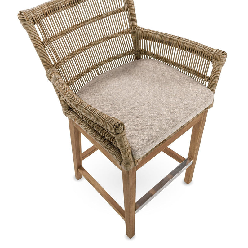 Classic Home Valerie counter height stool with wooden seat and metal frame, perfect for kitchen or bar area.