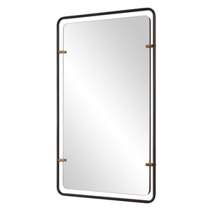 Mirror - Lightly Distressed Bronze With Gold Leaf Accents