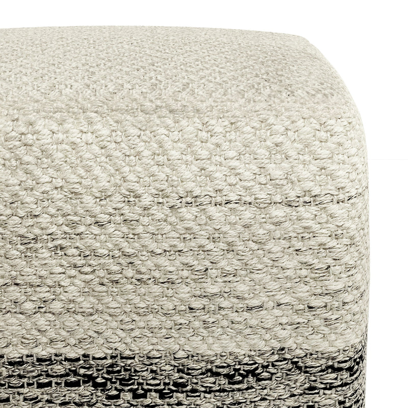 Macie - Square Woven Outdoor / Indoor Pouf - Gray / White - R&R Furniture Gallery (Fountain Valley, CA)