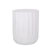 Noble House outdoor end table with scallop edge in antique white, featuring a decorative round tabletop and sturdy legs.