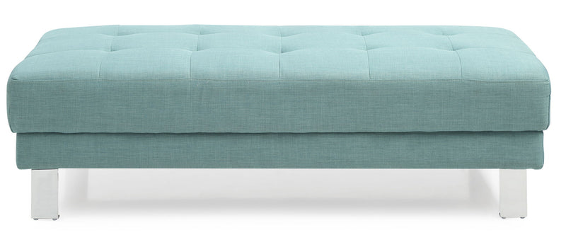 Upholstered contemporary ottoman from Glory Furniture, stylish living room accessory with cushioned fabric seating.