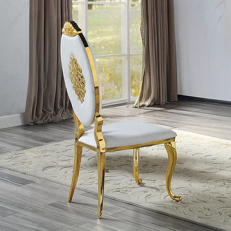 Fallon - Side Chair (Set of 2) - White Velvet & Mirrored Gold - R&R Furniture Gallery (Fountain Valley, CA)