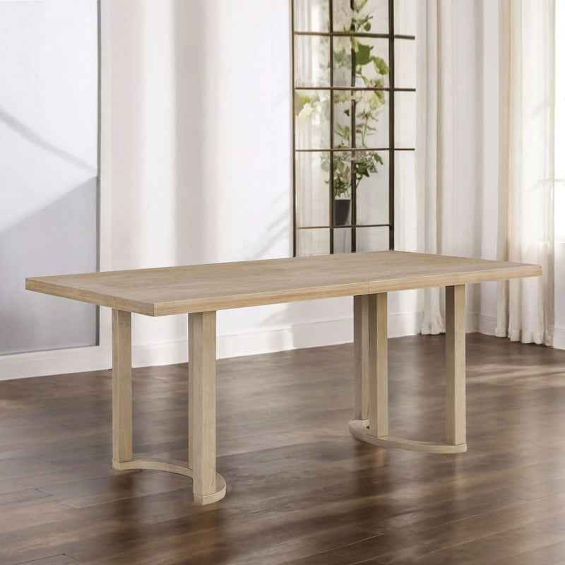 Modern solid wood dining table by Noble House with a sleek rectangular design and sturdy legs, perfect for contemporary dining rooms.