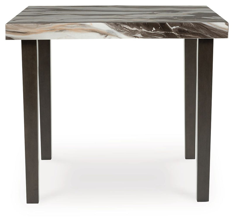Square Jeshina counter table by Signature Design by Ashley in dark brown and beige with a modern dining room style.
