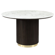 Clayten - Round Dining Table With Marble - White Natural Marble Top & Espresso - R&R Furniture Gallery (Fountain Valley, CA)