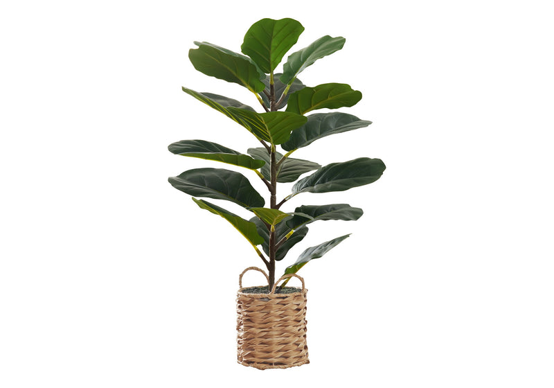 28" Tall, Artificial Plant, Fiddle Tree, Indoor, Faux, Fake, Floor, Greenery, Potted, Real Touch, Decorative - Green / Beige - R&R Furniture Gallery (Fountain Valley, CA)