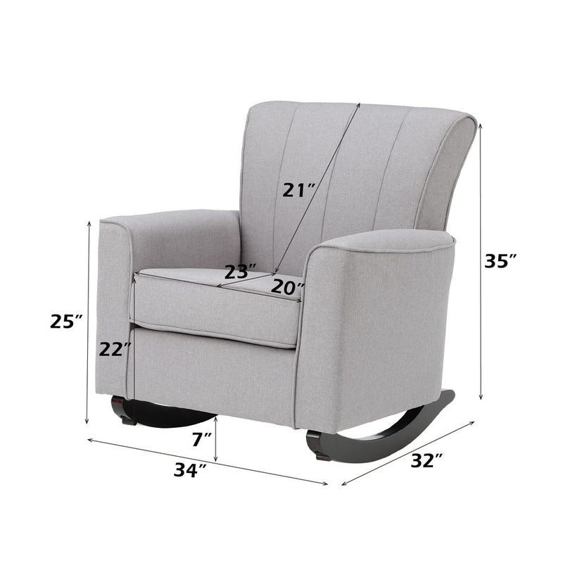 Denzell - Rocking Chair - Light Gray Linen - R&R Furniture Gallery (Fountain Valley, CA)