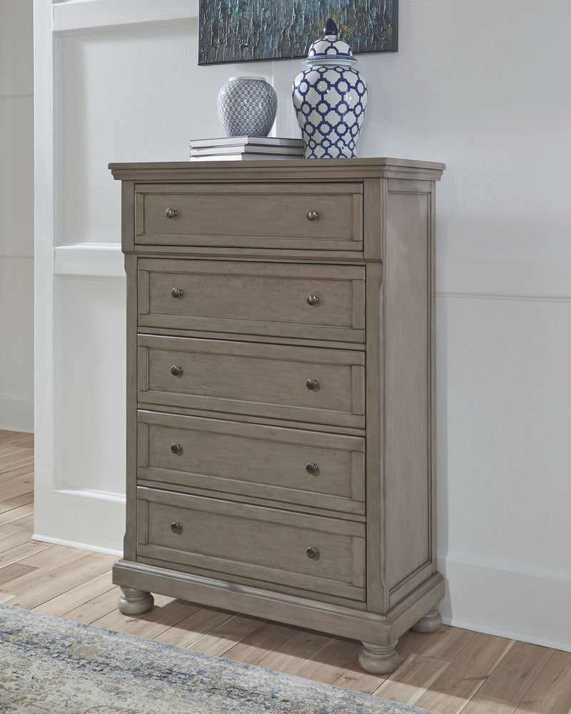 Lettner - Five Drawer Chest - 2-handles - Light Gray - R&R Furniture Gallery (Fountain Valley, CA)