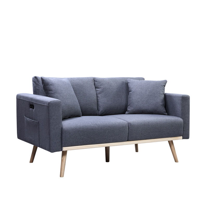 Easton - Fabric Loveseat With USB Charging Ports Pockets And Pillows - R&R Furniture Gallery (Fountain Valley, CA)