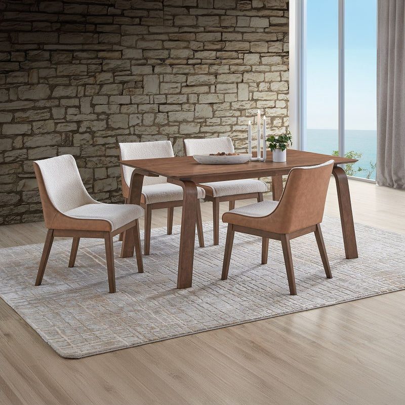 Ginny - Side Chair (Set of 2) - White Boucle, Brown Velvet & Walnut - R&R Furniture Gallery (Fountain Valley, CA)