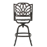 Outdoor Cast Aluminum Swivel Bar Stool With Scrolled Arms - Bronze - R&R Furniture Gallery (Fountain Valley, CA)