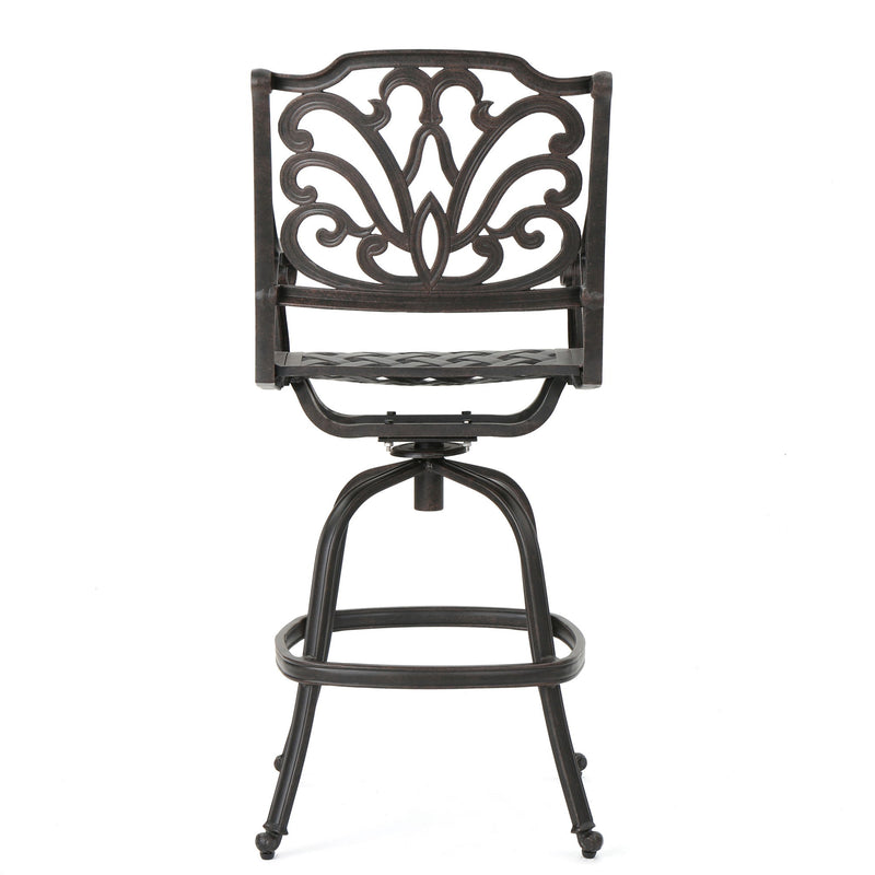 Outdoor Cast Aluminum Swivel Bar Stool With Scrolled Arms - Bronze - R&R Furniture Gallery (Fountain Valley, CA)
