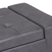 Large contemporary storage ottoman by Simpli-Home, featuring a soft fabric top and spacious interior for versatile storage.