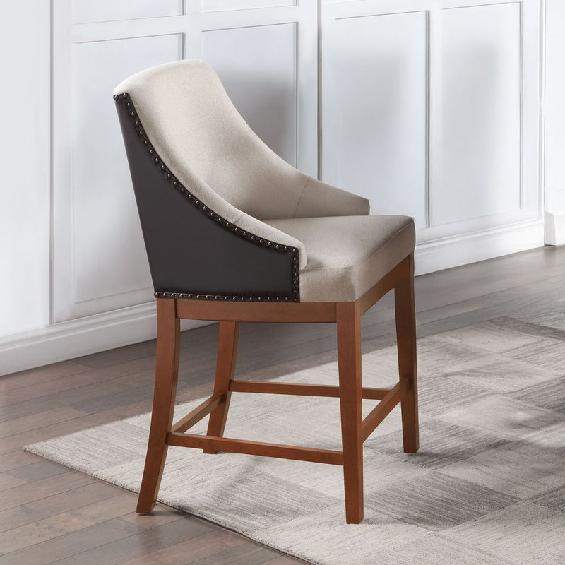 Gilsea - Counter Height Chair (Set of 2) - Fabric, Brown Synthetic Leather & Brown - R&R Furniture Gallery (Fountain Valley, CA)