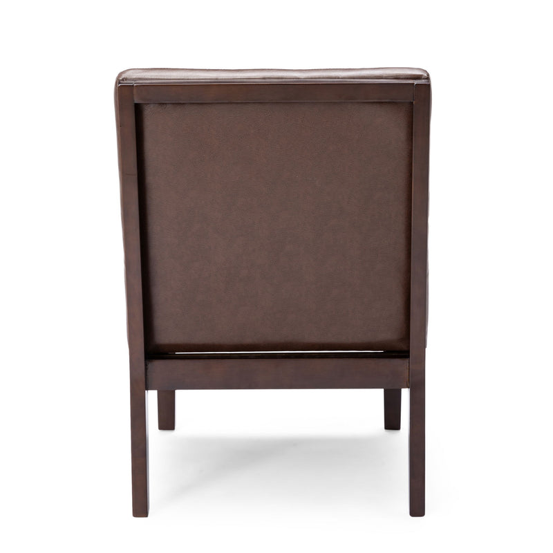 Dark brown Noble House contemporary armless accent chair with tufted waffle stitch upholstery, stylish and modern design.