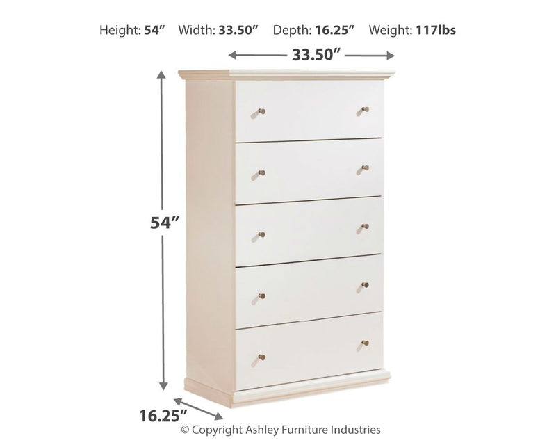 Bostwick Shoals - Five Drawer Chest - White - R&R Furniture Gallery (Fountain Valley, CA)