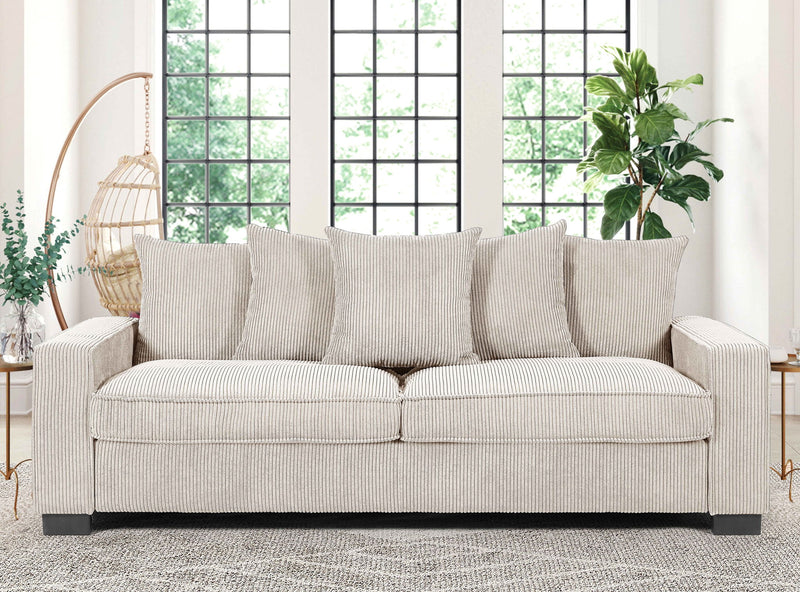 Luxe Sofa With 5 Matching Toss Pillows, Sleek Design, Spacious And Comfortable 3 Seater Couch - R&R Furniture Gallery (Fountain Valley, CA)