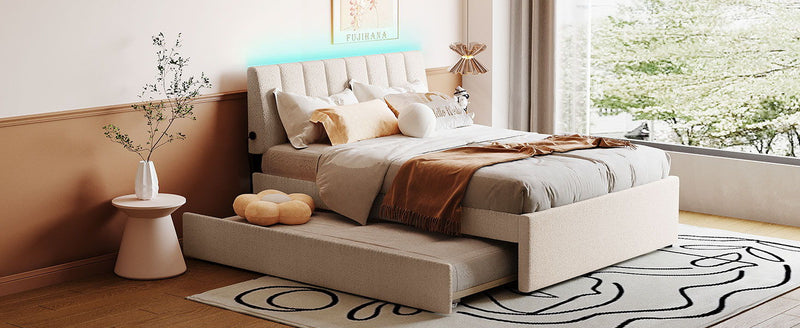 Upholstered Platform Bed With Trundle - R&R Furniture Gallery (Fountain Valley, CA)