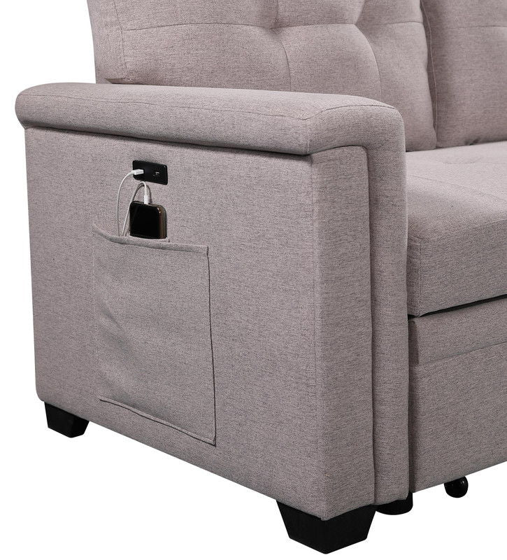 Ashlyn - Reversible Sleeper Sectional Sofa With Storage Chaise, USB Charging Ports And Pocket - R&R Furniture Gallery (Fountain Valley, CA)