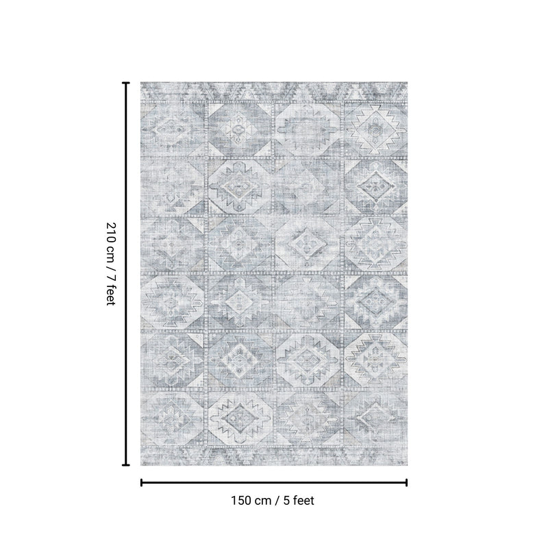 Toucan - 5' X 7' Washable Non - Slip Area Rug - Silver - R&R Furniture Gallery (Fountain Valley, CA)
