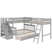 Solid L Shaped Bunk Bed With 3 Drawers, Ladder And Staircase - R&R Furniture Gallery (Fountain Valley, CA)