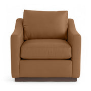 Classic Home Aspen accent arm chair with plush fabric upholstery and wooden legs, showcasing a stylish and comfortable design.