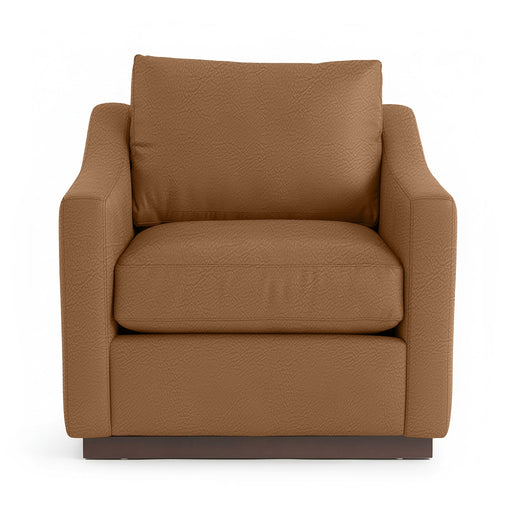 Classic Home Aspen accent arm chair with plush fabric upholstery and wooden legs, showcasing a stylish and comfortable design.