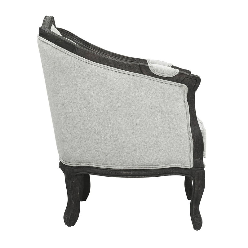 Samael - Loveseat With 2 Pillows - Gray Linen & Dark Brown - R&R Furniture Gallery (Fountain Valley, CA)