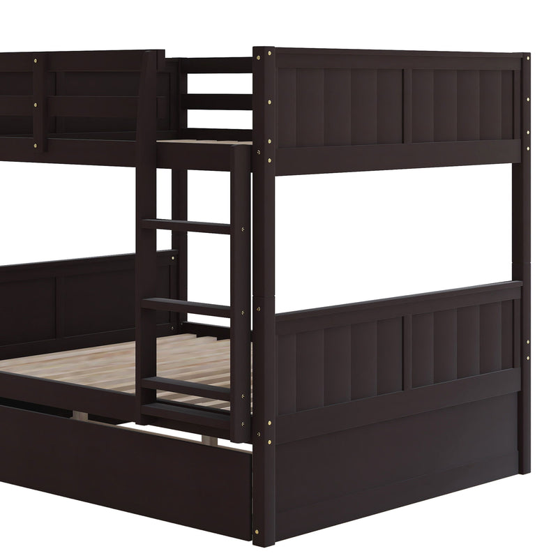 DreamHaus bunk bed with twin size trundle, featuring sturdy wooden frame and space-saving design for kids' bedroom.