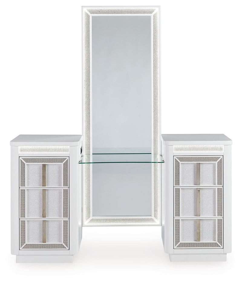 Chalanna - Vanity With Mirror - White - R&R Furniture Gallery (Fountain Valley, CA)