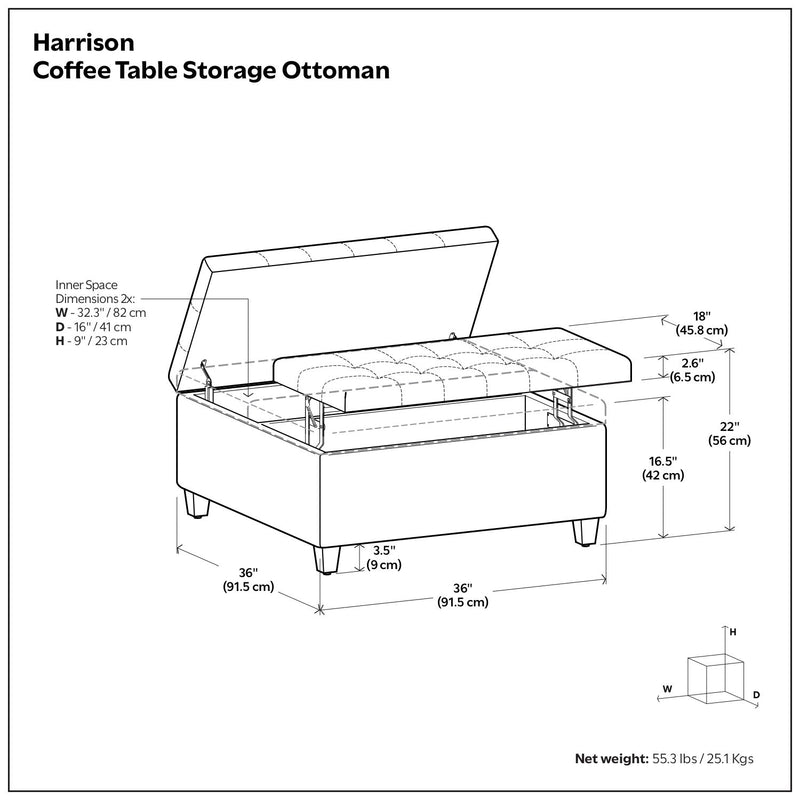 Harrison - Upholstered Coffee Table Storage Ottoman - R&R Furniture Gallery (Fountain Valley, CA)