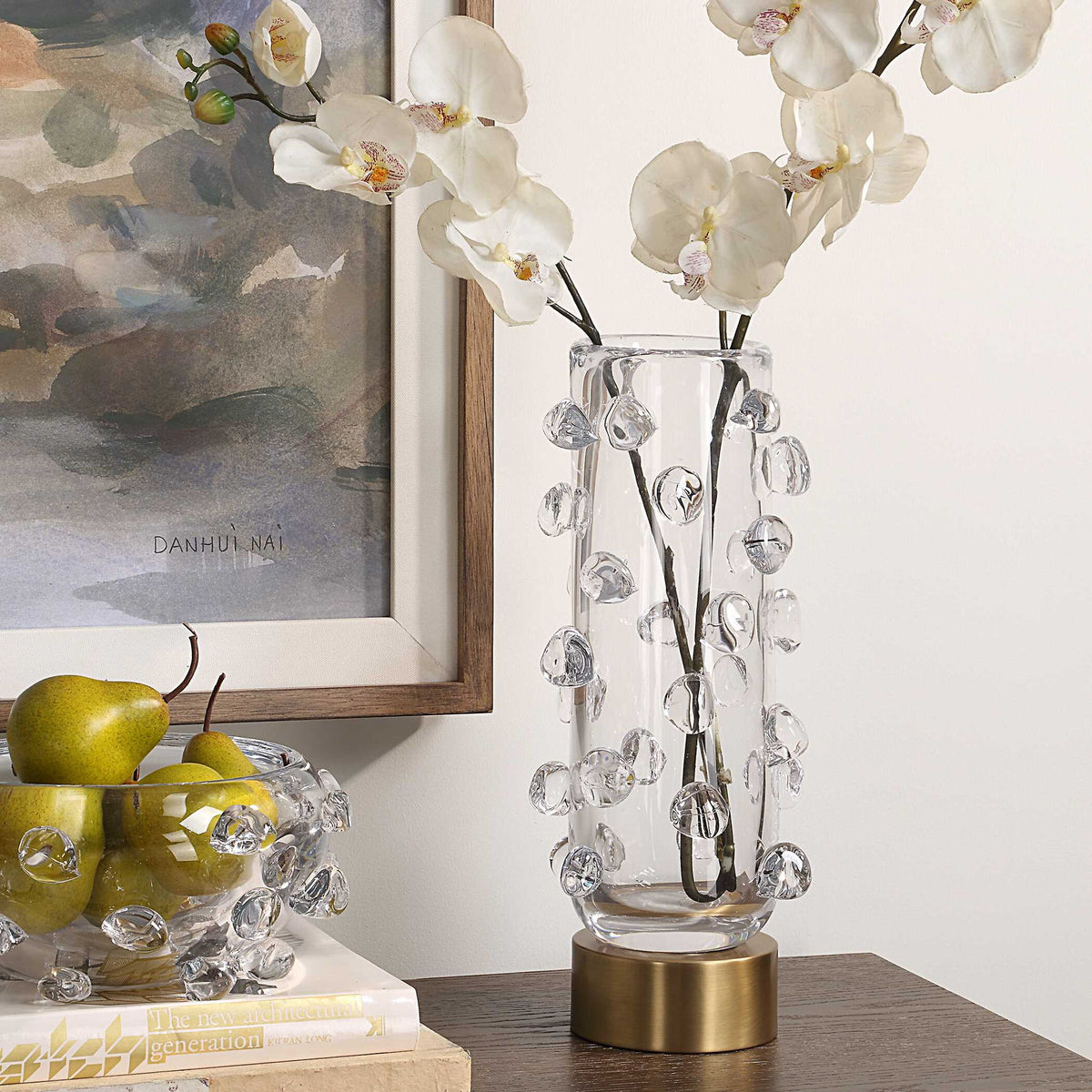 Aura - Clear Glass Vase - White
