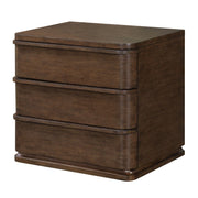 ACME Zoey brown oak accent nightstand with a sleek modern design and storage drawer, perfect for bedroom decor.